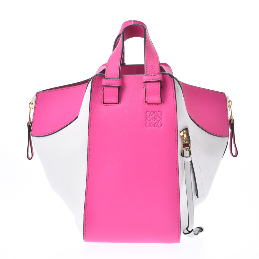 Loewe Hammock Bag White Shocking Pink Calfskin Handbag